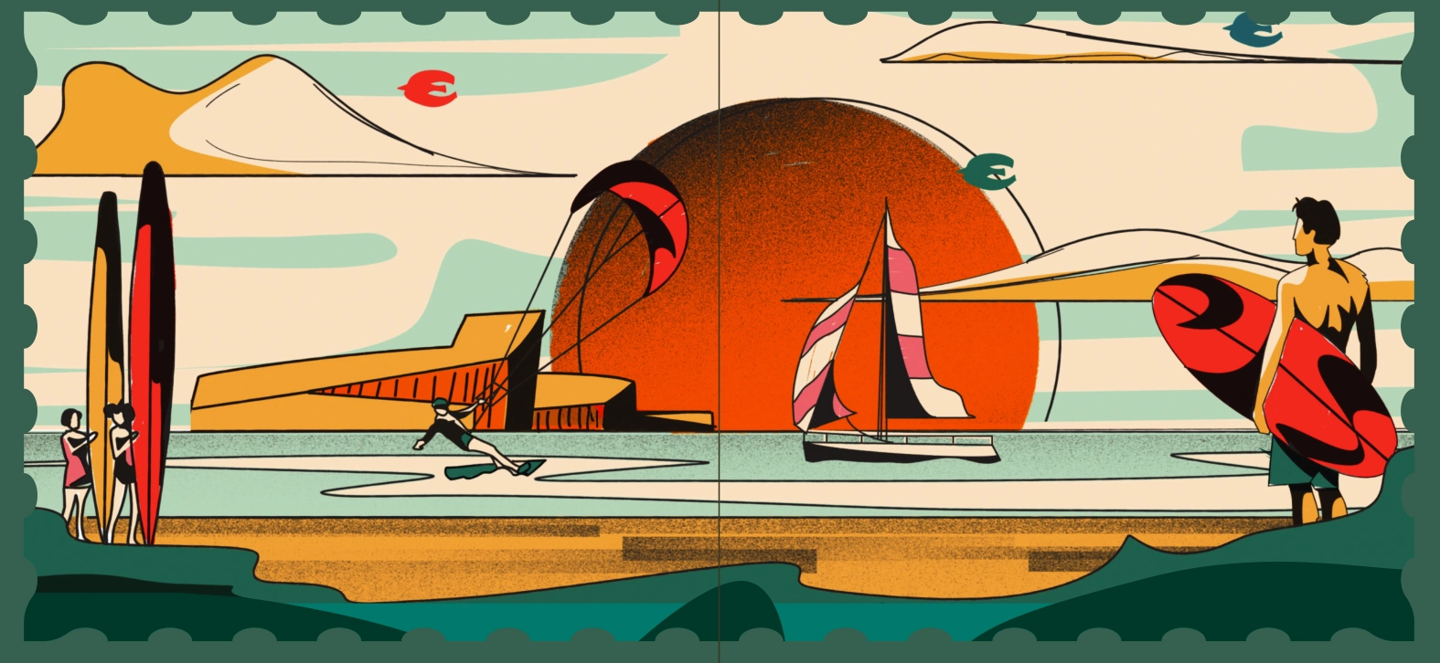 Oryginalna ilustracja do kolekcji Surf & Sail z prezentacji HUSKY